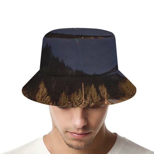 yanfind Adult Fisherman's Hat Winter Snowy Star Sky Bethlehem Winter Sky Night Comp Light Moon Snow Fishing Fisherman Cap Travel Beach Sun protection