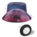 yanfind Adult Fisherman's Hat Space Lone Tree Planet Surreal Night Silhouette Starry Sky Fishing Fisherman Cap Travel Beach Sun protection