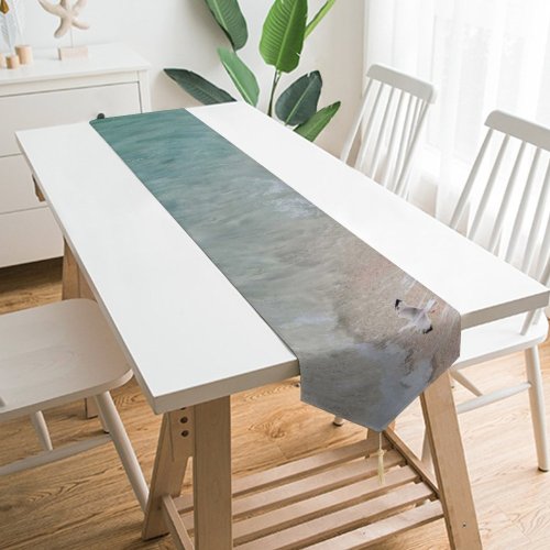 Yanfind Table Runner Recreation Seaside Beach Crystal Harmony Aerial Lagoon Resort Clear Trip Relax Sand Everyday Dining Wedding Party Holiday Home Decor
