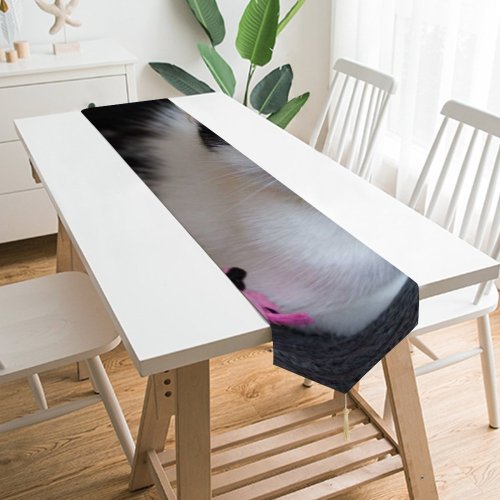 Yanfind Table Runner Funny Curiosity Sit Love Little Pretty Eye Portrait Stripe Kitten Whisker Downy Everyday Dining Wedding Party Holiday Home Decor