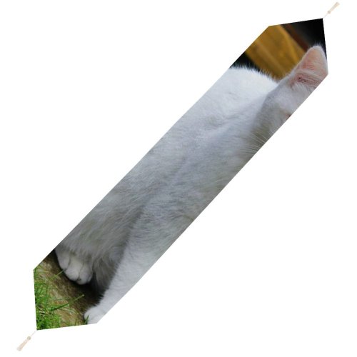 Yanfind Table Runner Young Grass Pet Funny Outdoors Kitten Portrait Cute Little Sit Cat Eye Everyday Dining Wedding Party Holiday Home Decor