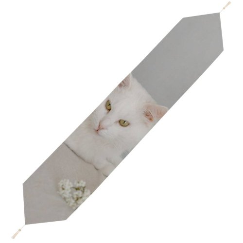 Yanfind Table Runner Funny Curiosity Sit Cute Love Young Little Eye Pretty Family Whisker Downy Everyday Dining Wedding Party Holiday Home Decor