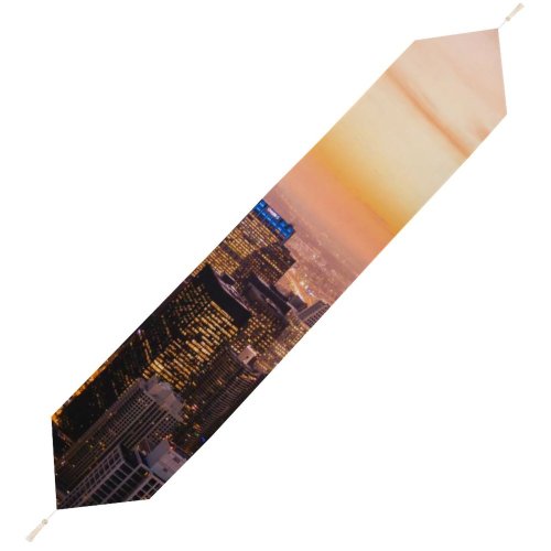 Yanfind Table Runner Chicago Cityscape Skyscrapers Dawn Sunset City Lights Illinois USA Everyday Dining Wedding Party Holiday Home Decor