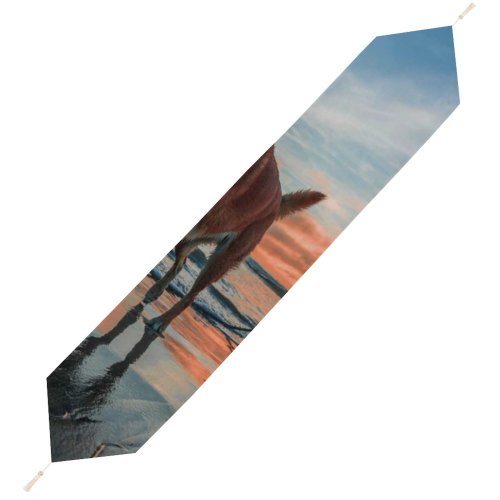 Yanfind Table Runner Recreation Sea Outdoors Leisure Beach Shore Sunset Seashore Travel Vacation Sun Sand Everyday Dining Wedding Party Holiday Home Decor