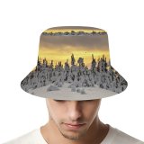 yanfind Adult Fisherman's Hat Snowy Trees Landscape Winter Sunset Snow Covered Sun Rays Cloudy Sky Fishing Fisherman Cap Travel Beach Sun protection