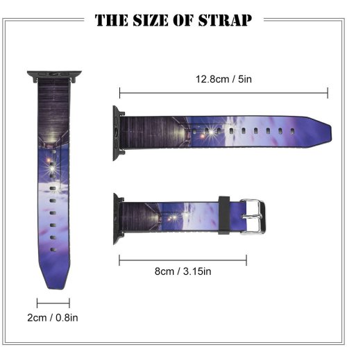 yanfind Watch Strap for Apple Watch Luan Oosthuizen Wooden Pier  Sunset Purple Dawn Seascape Holidays Sky Seashore Compatible with iWatch Series 5 4 3 2 1