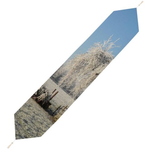 Yanfind Table Runner Winter Hom Spring form Bushes Outside Natural Woody Landscape Light Branch Clouds Everyday Dining Wedding Party Holiday Home Decor
