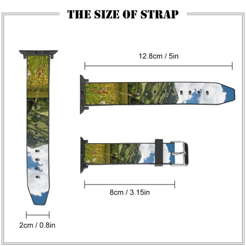 yanfind Watch Strap for Apple Watch Rural Building Countryside Plant Domain Farm Pictures Grassland Cloud Outdoors Austria Compatible with iWatch Series 5 4 3 2 1