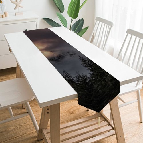Yanfind Table Runner Abies Silhouette Dolomites Tree Sky Wood Mountain Pine Plant Fir Spruce Everyday Dining Wedding Party Holiday Home Decor