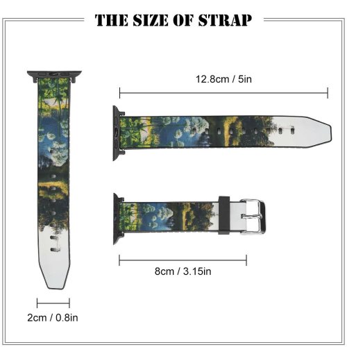 yanfind Watch Strap for Apple Watch Landscape Plant Forest Recess Castle Pictures Outdoors Flora Tree Free Flower Compatible with iWatch Series 5 4 3 2 1