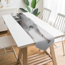 Yanfind Table Runner Frozen Freezing Deer Frost Wild Frosty Winter Outdoors Woods Icy Ice Wildlife Everyday Dining Wedding Party Holiday Home Decor