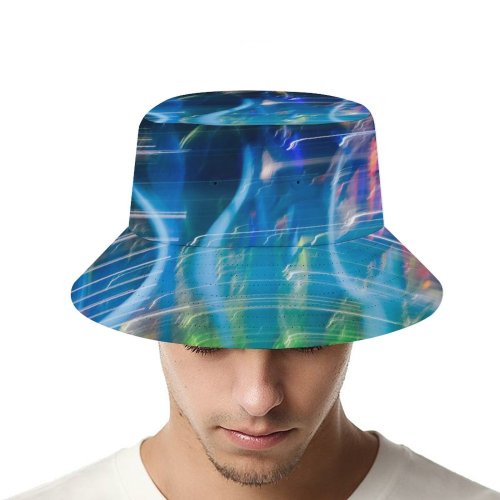 yanfind Adult Fisherman's Hat Moody Colorful Work Lighting Glass Creative Rainbow Chihuly Commons Seattle Night Vibrant Fishing Fisherman Cap Travel Beach Sun protection