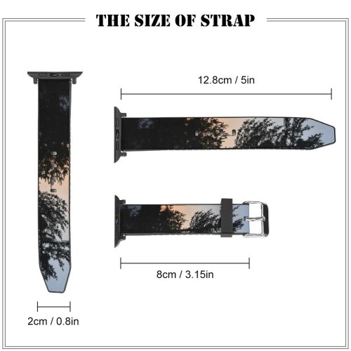 yanfind Watch Strap for Apple Watch Abies Silhouette Evening Tree Treetop Pine Plant Fir Sunset Free Dusk Compatible with iWatch Series 5 4 3 2 1