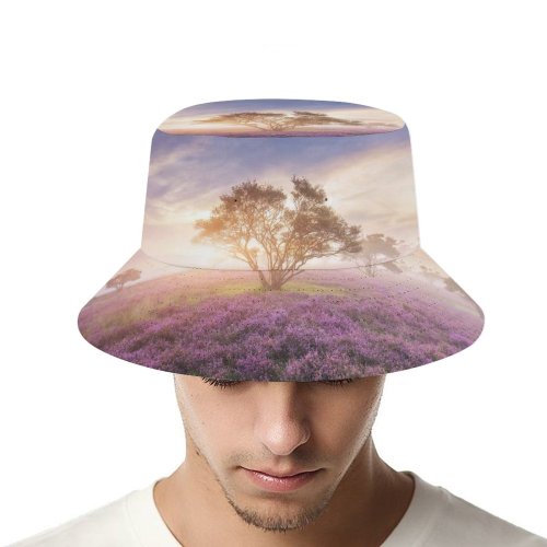 yanfind Adult Fisherman's Hat Gerard Spring Sunrise Bloom Purple Flowers Heath Fishing Fisherman Cap Travel Beach Sun protection
