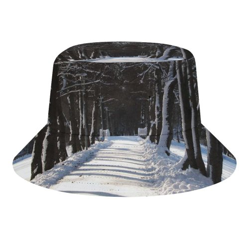 yanfind Adult Fisherman's Hat Winter Trail Winter Natural Woody Landscape Plant Branch Snow Road Tree Tree Fishing Fisherman Cap Travel Beach Sun protection