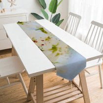 Yanfind Table Runner May Flower Blossum Spring Sky Limb Spring Cherry Leaves Branch Plant Flowers Everyday Dining Wedding Party Holiday Home Decor