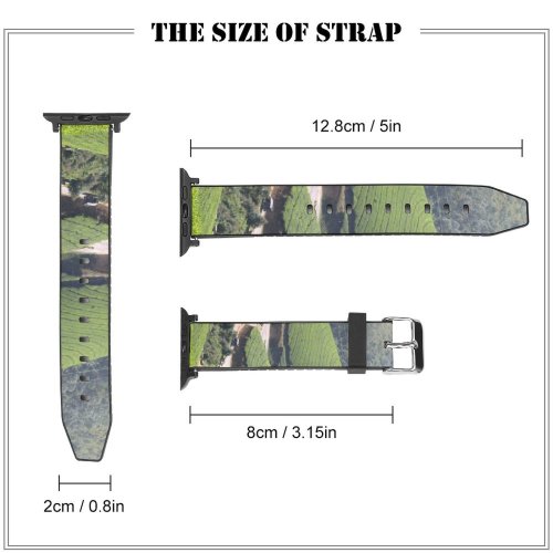 yanfind Watch Strap for Apple Watch Tea Gardens Hill Station Highland Plantation Terrace Landscape Rural Area  Field Compatible with iWatch Series 5 4 3 2 1