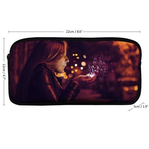 yanfind Pencil Case YHO Images Autumn Night Glitter Illuminated Public Wallpapers Fire Supernatural Mystical Dark Sparkle Zipper Pens Pouch Bag for Student Office School