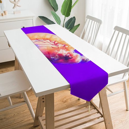 Yanfind Table Runner Pathum Danthanarayana Jellyfish Purple Sea Life Underwater Aquarium Everyday Dining Wedding Party Holiday Home Decor