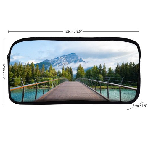 yanfind Pencil Case YHO Viktor Wooden  Banff National Park Trees  Peak Cloudy Sky Landscape Zipper Pens Pouch Bag for Student Office School
