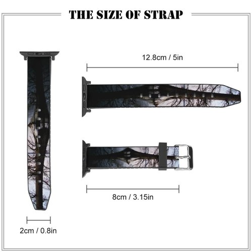 yanfind Watch Strap for Apple Watch Winter Beautiful Lake Morning Natural Atmospheric Landscape Reflection Sky  Branch Tree Compatible with iWatch Series 5 4 3 2 1