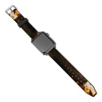 yanfind Watch Strap for Apple Watch Creative Logs Guard Fire Warmth Fireplace Cutting Burning Wood Flame Dark Compatible with iWatch Series 5 4 3 2 1