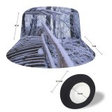 yanfind Adult Fisherman's Hat Winter Winter Natural Growth Stairs Ice Snow Forest Tree Forest Frost Biome Fishing Fisherman Cap Travel Beach Sun protection