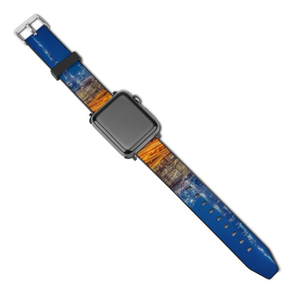 yanfind Watch Strap for Apple Watch Burj Khalifa Dubai  Cityscape  Architecture Night City Lights Metropolitan Urban Compatible with iWatch Series 5 4 3 2 1
