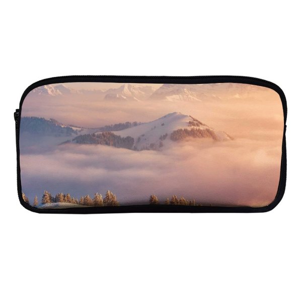 yanfind Pencil Case YHO Dominic Kamp Rigi Kulm Mount Rigi  Range Landscape Snow Covered Winter Zipper Pens Pouch Bag for Student Office School