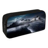 yanfind Pencil Case YHO Vestrahorn  Stokksnes Beach Icelandic Coast Snow Covered Evening Dark Mountains Iceland Zipper Pens Pouch Bag for Student Office School
