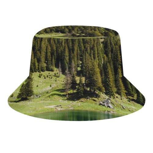 yanfind Adult Fisherman's Hat Gantrischseeli Lake Pine Trees Spring Reflection Mountain Peak Switzerland Fishing Fisherman Cap Travel Beach Sun protection