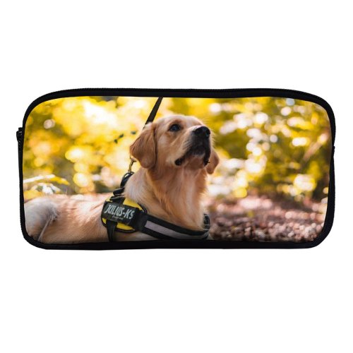 yanfind Pencil Case YHO Lovely Images Golden Wallpapers Forest Harness Pictures Dog Pet Free Strap Zipper Pens Pouch Bag for Student Office School