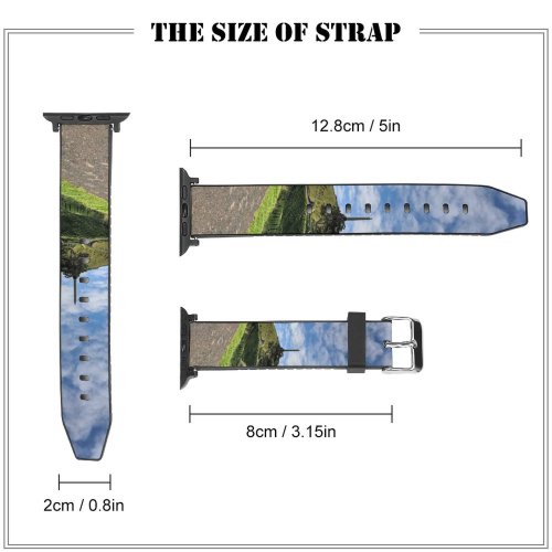 yanfind Watch Strap for Apple Watch Countryside Road Oak Domain Mound Manukau Grassland Outdoors Public Zealand Asphalt Compatible with iWatch Series 5 4 3 2 1