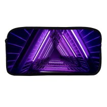 yanfind Pencil Case YHO Sandro Katalina Architecture Neon  Purple Light Look Geometrical Indoor Lights Glowing Zipper Pens Pouch Bag for Student Office School