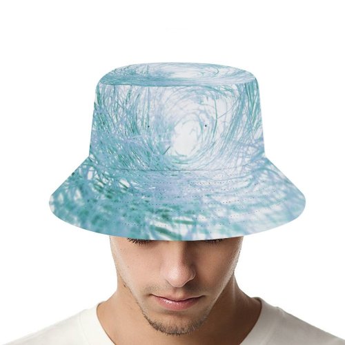 yanfind Adult Fisherman's Hat Texture Speed Azure Warp Wire Art Cone Vortex Turquoise Zone Trap Turning Fishing Fisherman Cap Travel Beach Sun protection