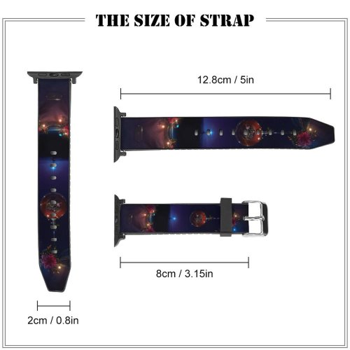 yanfind Watch Strap for Apple Watch Neville Black Dark Celebrations Christmas Christmas Decoration Merry Christmas Night Dark Lights Compatible with iWatch Series 5 4 3 2 1