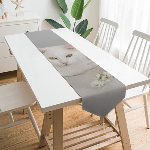 Yanfind Table Runner Funny Curiosity Sit Cute Love Young Little Eye Pretty Family Whisker Downy Everyday Dining Wedding Party Holiday Home Decor