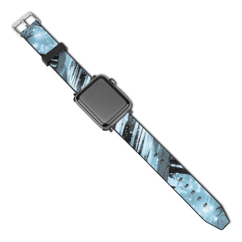 yanfind Watch Strap for Apple Watch Traffic Light Cyan Reflection Architecture Sky Tree Winter Compatible with iWatch Series 5 4 3 2 1