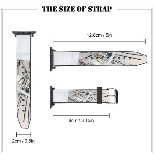 yanfind Watch Strap for Apple Watch Winter Family Landscape Twig  Branch Frost Winter Grass Freezing Snow Compatible with iWatch Series 5 4 3 2 1