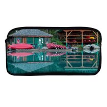 yanfind Pencil Case YHO Boats British  Canoes Cabin Rental  Lake Reflection Columbia Zipper Pens Pouch Bag for Student Office School