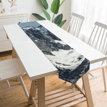 Yanfind Table Runner Landscape Peak Creative Slope Pictures Quiet Outdoors Austria Grey Snow Tree Everyday Dining Wedding Party Holiday Home Decor