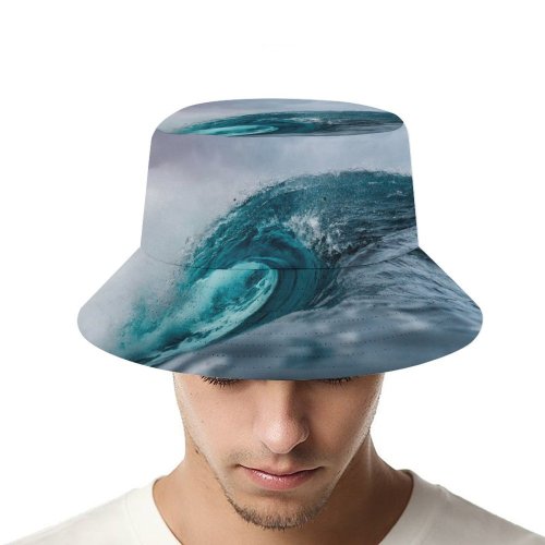 yanfind Adult Fisherman's Hat Ocean Waves High Tides Fishing Fisherman Cap Travel Beach Sun protection