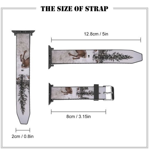 yanfind Watch Strap for Apple Watch Frozen Daylight Freezing Deer Frost Coniferous Frosty Winter Outdoors Reindeer Scenic Woods Compatible with iWatch Series 5 4 3 2 1