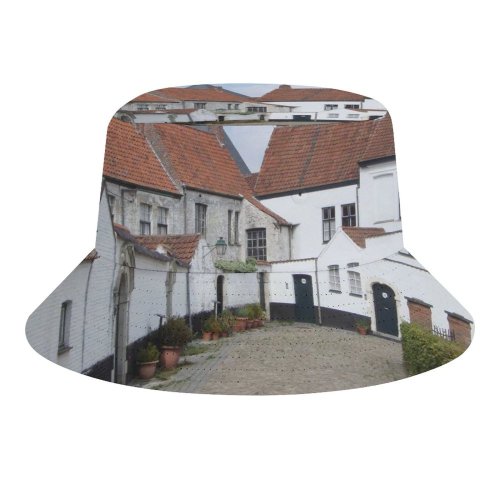 yanfind Adult Fisherman's Hat Village Building Neighbourhood Town Cobblestone Street Belgium Almshouse Home Medieval Area Property Fishing Fisherman Cap Travel Beach Sun protection