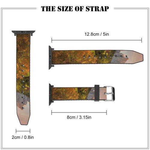 yanfind Watch Strap for Apple Watch Luca Bravo Valley Funes Mountains Countryside Landscape High Mountains Summer Forest Trees Compatible with iWatch Series 5 4 3 2 1