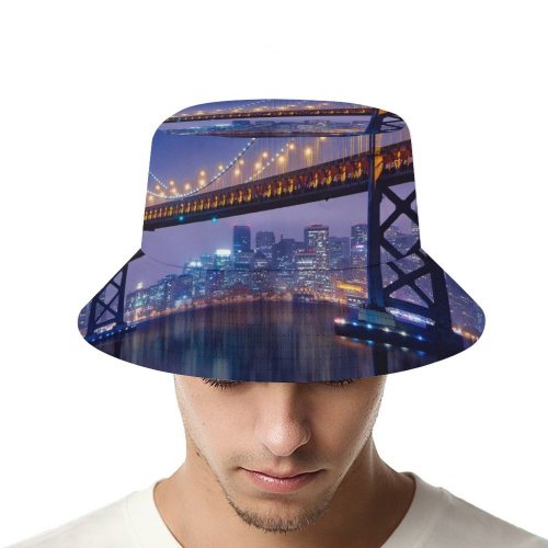 yanfind Adult Fisherman's Hat GoMustang Bay Bridge San Francisco–Oakland Bay Bridge Night City Lights Urban Fishing Fisherman Cap Travel Beach Sun protection
