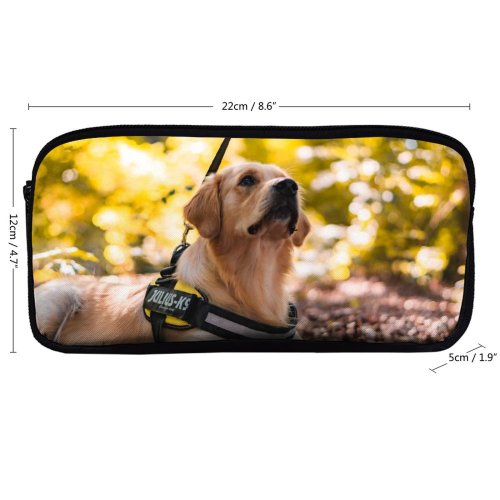 yanfind Pencil Case YHO Lovely Images Golden Wallpapers Forest Harness Pictures Dog Pet Free Strap Zipper Pens Pouch Bag for Student Office School