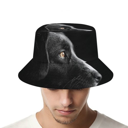 yanfind Adult Fisherman's Hat Randy Rodriguez Black Dark Dog Cute Puppies Dark AMOLED Fishing Fisherman Cap Travel Beach Sun protection