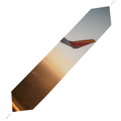 Yanfind Table Runner Blur Golden Airplane Sunset Window Aircraft Landscape Plane Daylight Travel Light Sun Everyday Dining Wedding Party Holiday Home Decor