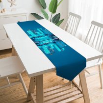 Yanfind Table Runner Pang Yuhao City Singapore Hour Night Life Cityscape Reflection Symmetrical Skyscrapers Sky Everyday Dining Wedding Party Holiday Home Decor